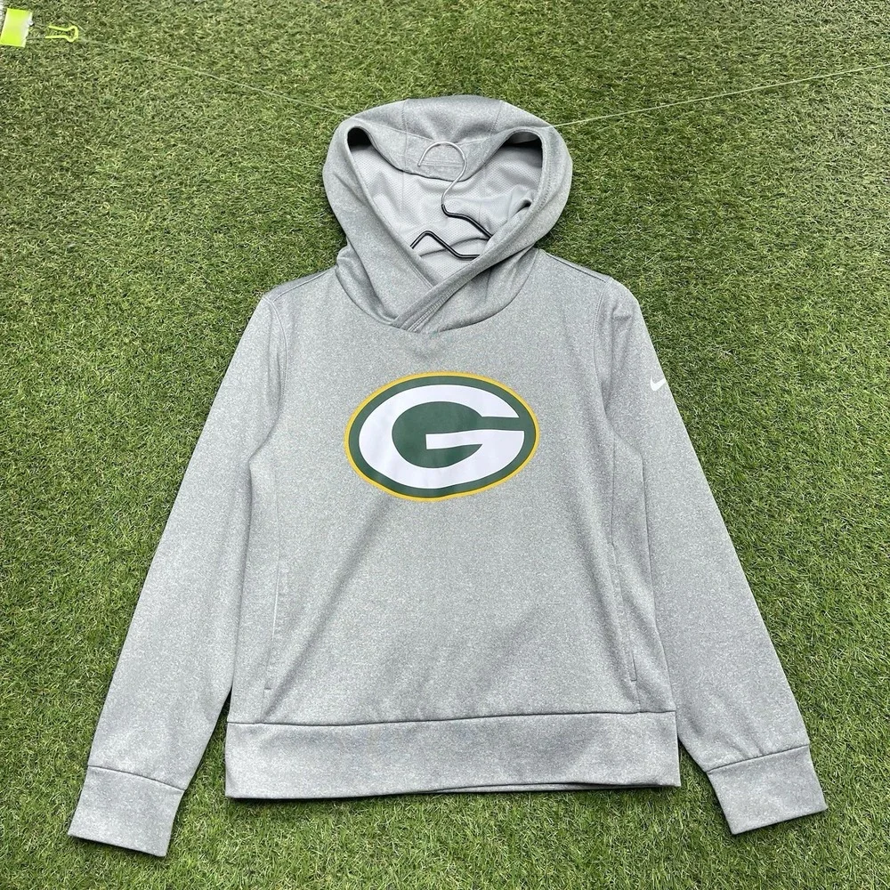 GREEN BAY PACKERS Nike Hoodie Womens XS Heather Gray Logo Pullover Sports